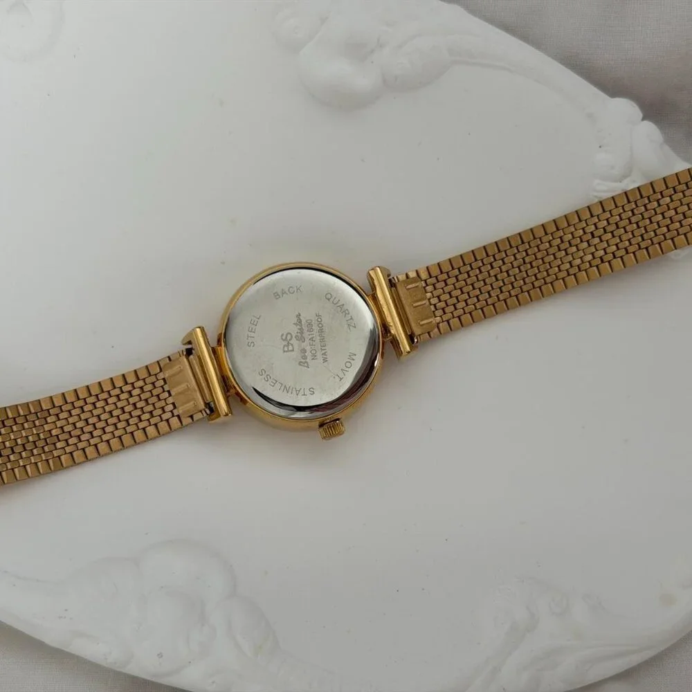 Sku 0481 gold white mini watch vintage vibe‎ + in a gift box Stainless steel